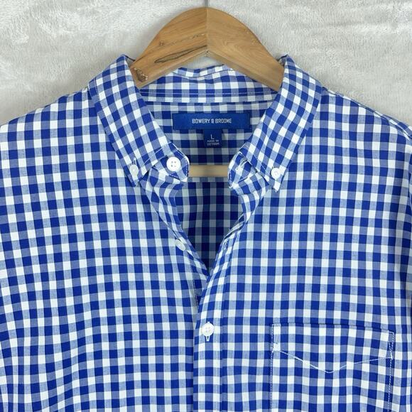 Bowery & Broome Mens Large Blue Check Cotton Shirt Outdoor Cabincore Gorpcore - Picture 2 of 10